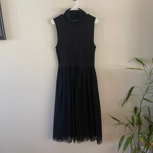 Hope Harlow Sleeveless Turtleneck Tulle Skirt Dress Womens 12 Black Elegant